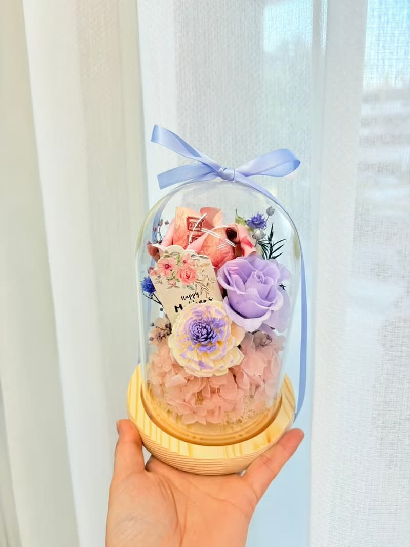永生有錢花小玻璃罩盅 母親節 情人節