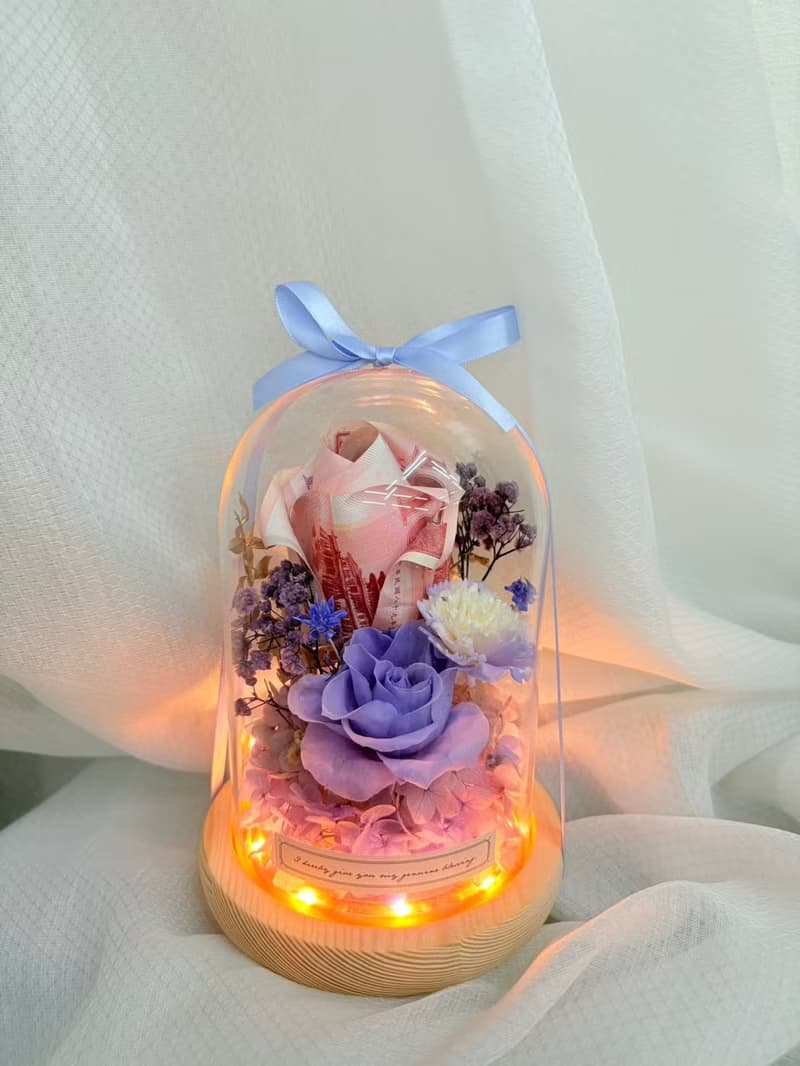 永生有錢花小玻璃罩盅 母親節 情人節