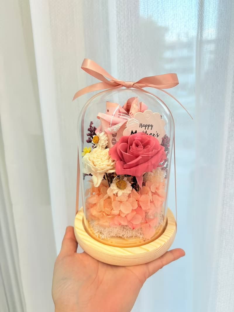 永生有錢花小玻璃罩盅 母親節 情人節