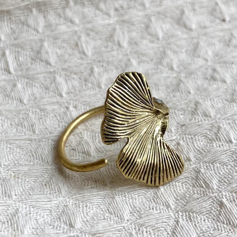 老林雜貨 | 銀杏葉黃銅戒指