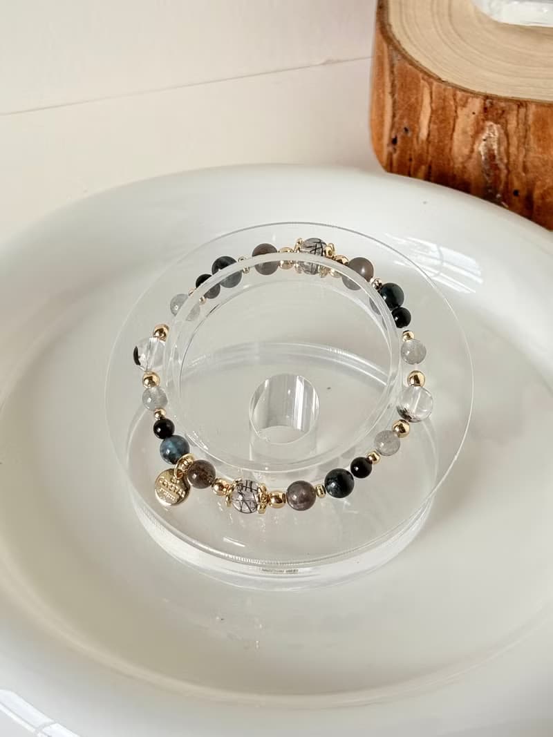 /秋夜/避邪 溝通黑髮晶 黑金骨幹 魔鬼海藍寶 黑碧璽 拉長石 閃靈