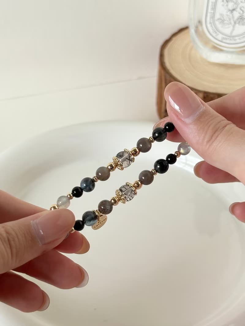 /秋夜/避邪 溝通黑髮晶 黑金骨幹 魔鬼海藍寶 黑碧璽 拉長石 閃靈