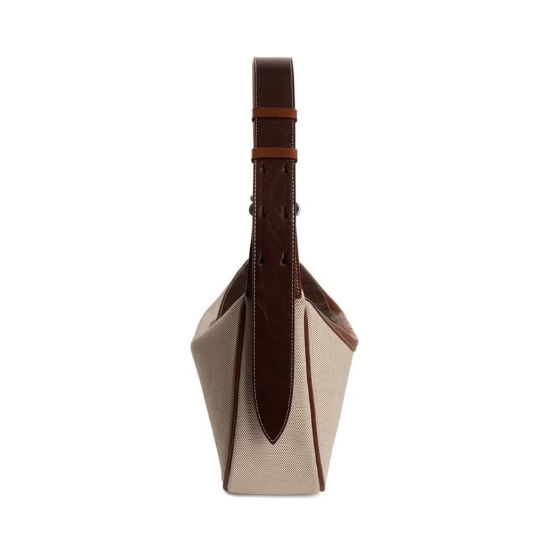 Berlin Caramel Shoulder Crossbody Bag (Two-tone Canvas + ITALY Cow Leather)