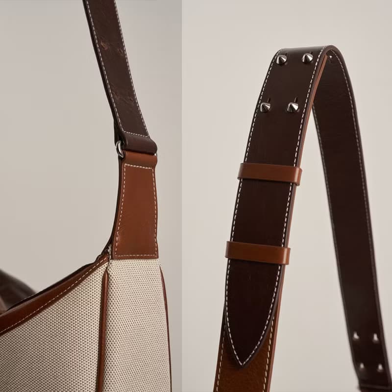 Berlin Caramel Shoulder Crossbody Bag (Two-tone Canvas + ITALY Cow Leather)