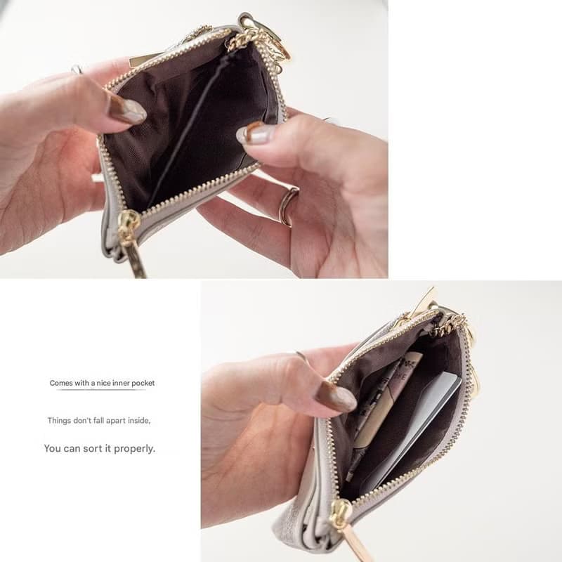 Wジッパー マルチケース A 【 本革 Nuance 名入れ 】 ポーチ 小物入れ ミニ財布 コインケース カードケース ギフト HR36U