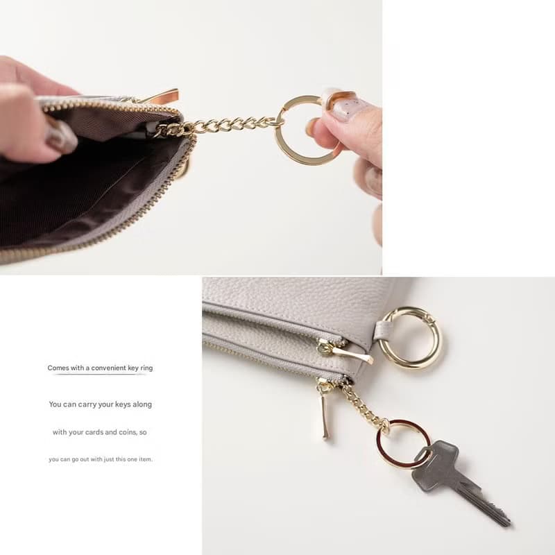 Wジッパー マルチケース A 【 本革 Nuance 名入れ 】 ポーチ 小物入れ ミニ財布 コインケース カードケース ギフト HR36U