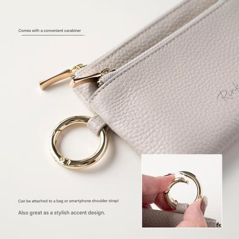 Wジッパー マルチケース A 【 本革 Nuance 名入れ 】 ポーチ 小物入れ ミニ財布 コインケース カードケース ギフト HR36U