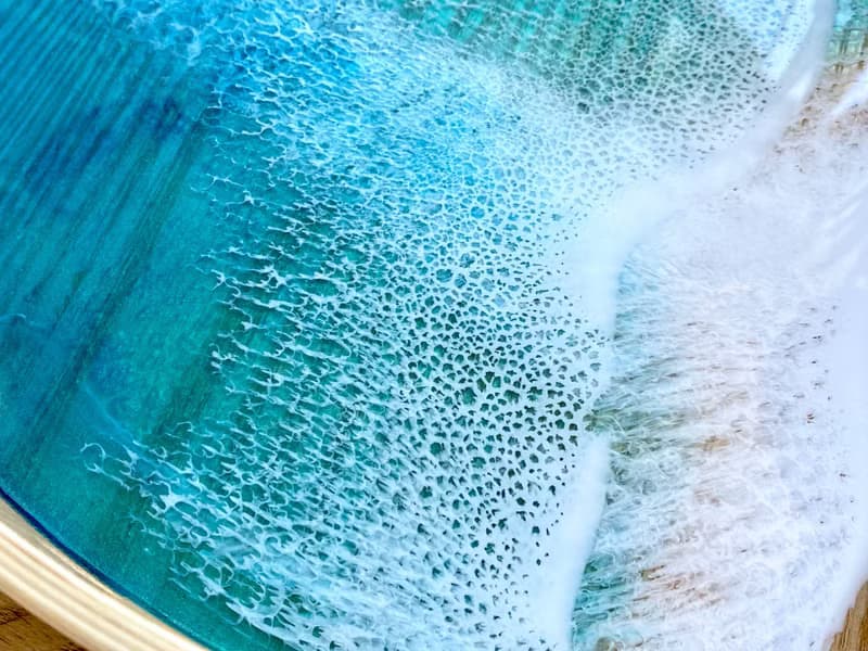 Wood Serving Tray with Handle, Aqua Ocean, Wedding Gift, Home Gift