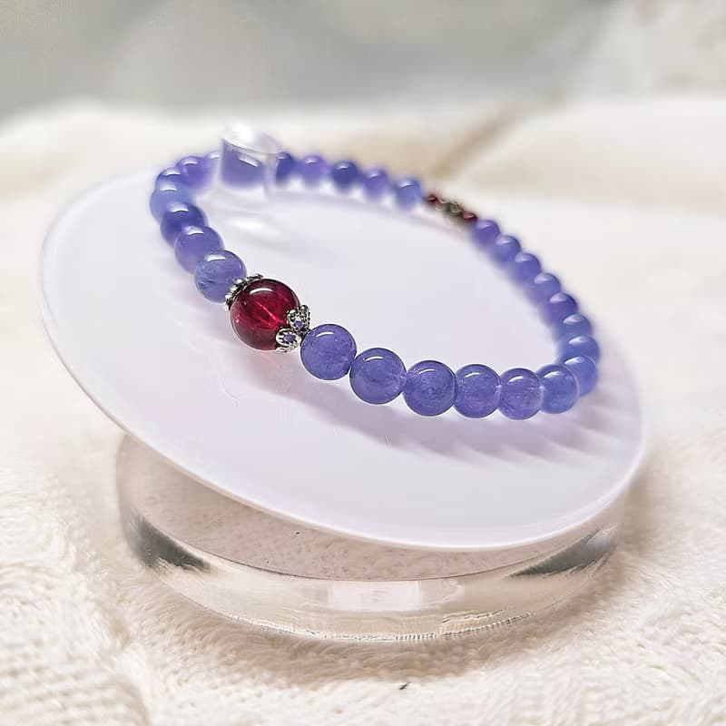 天然高品坦桑石紫牙烏簡約設計款手串