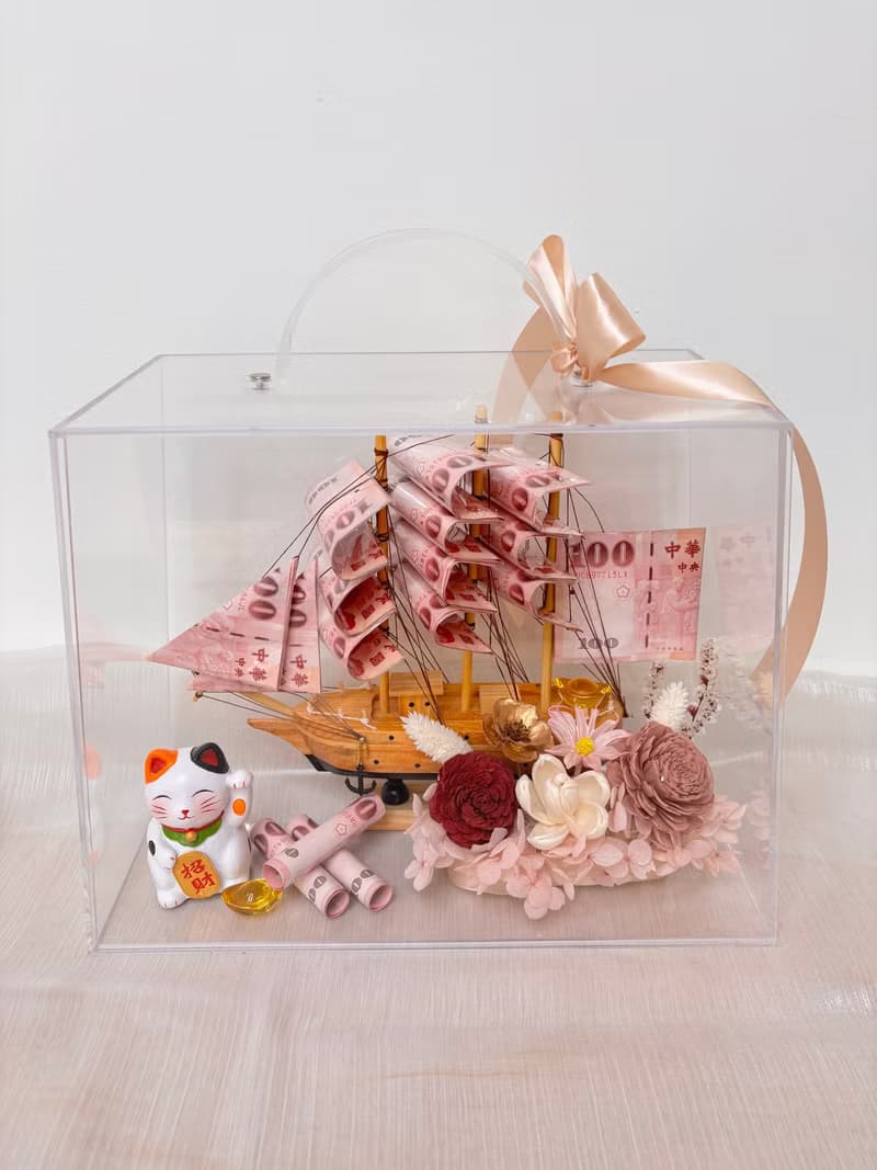一帆風順有錢花 壓克力盒版 開幕誌慶 新居落成 升官喬遷
