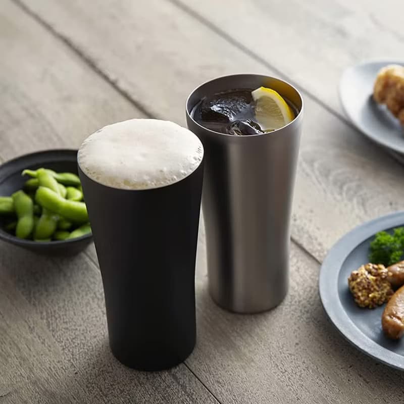 【孔雀Peacock】420ML 真空斷熱 不鏽鋼杯/啤酒杯/冰壩杯-磨砂黑