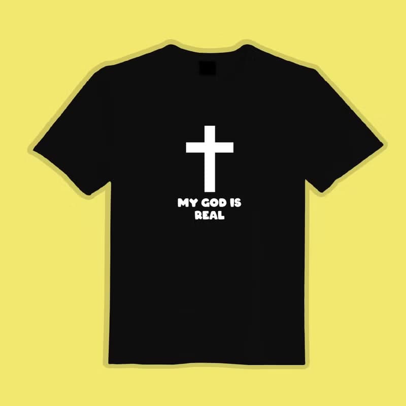 MY GOD IS REAL 十字架 基督教 衣服 T恤 白T 童裝 純棉 吸濕排汗