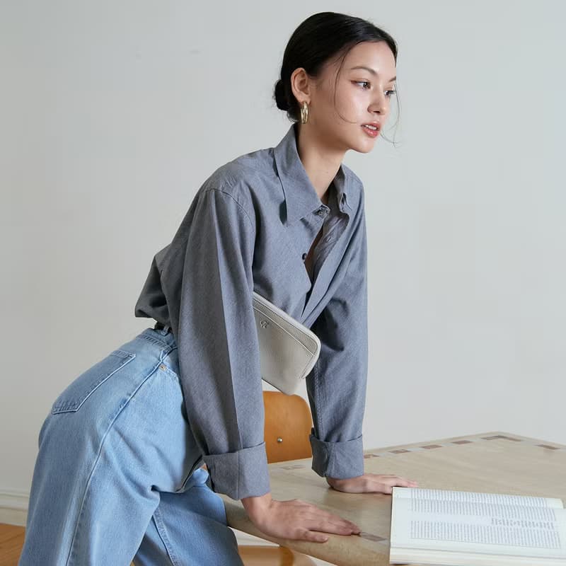 Doona (Cloud): Long wallet, zip wallet, cow leather, Slim,Compact, Light grey