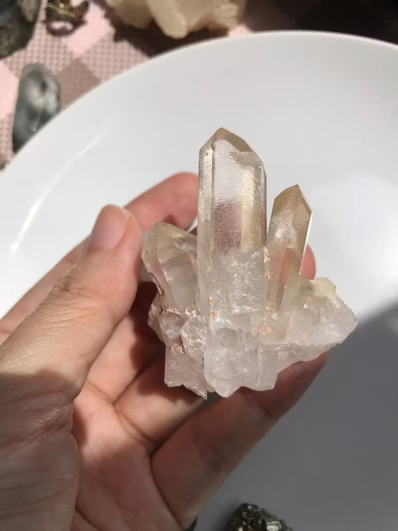 白水晶簇 晶牙帶特別紋路 印記 透閃亮 白晶 水晶原礦 天然原石