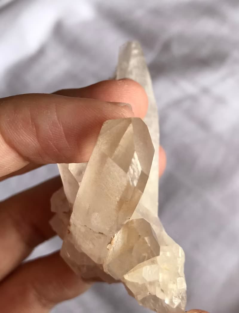 白水晶簇 晶牙帶特別紋路 印記 透閃亮 白晶 水晶原礦 天然原石