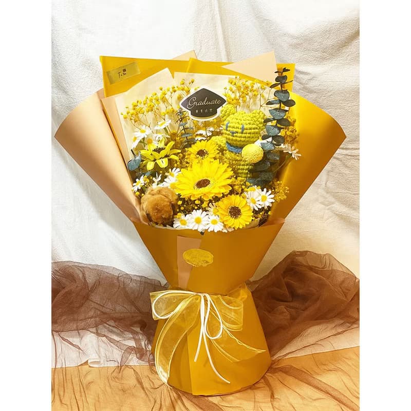 畢業花束 手創品牌聯名鉤針編織小熊款(共三色)