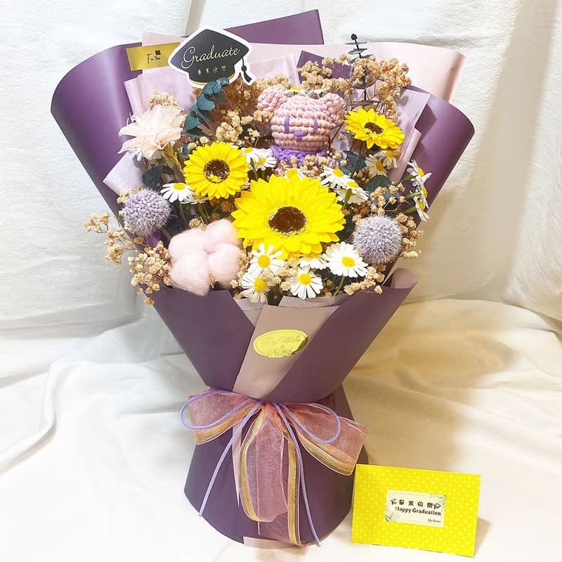 畢業花束 手創品牌聯名鉤針編織小熊款(共三色)