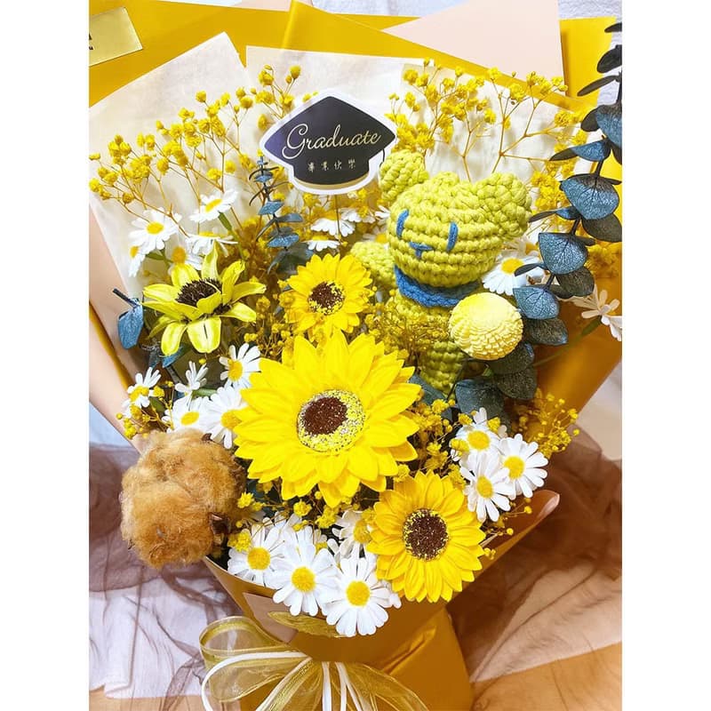 畢業花束 手創品牌聯名鉤針編織小熊款(共三色)