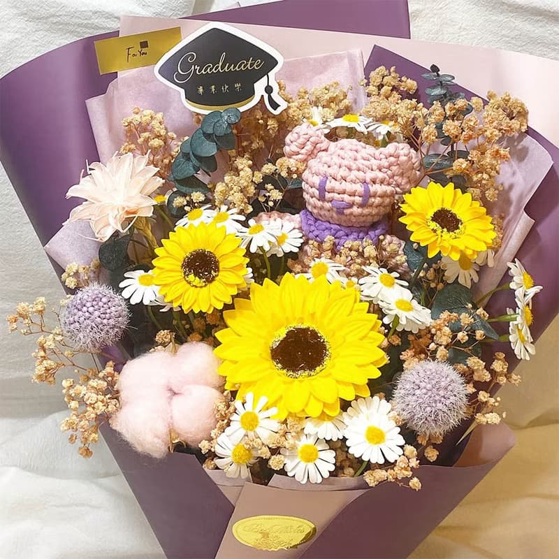 畢業花束 手創品牌聯名鉤針編織小熊款(共三色)