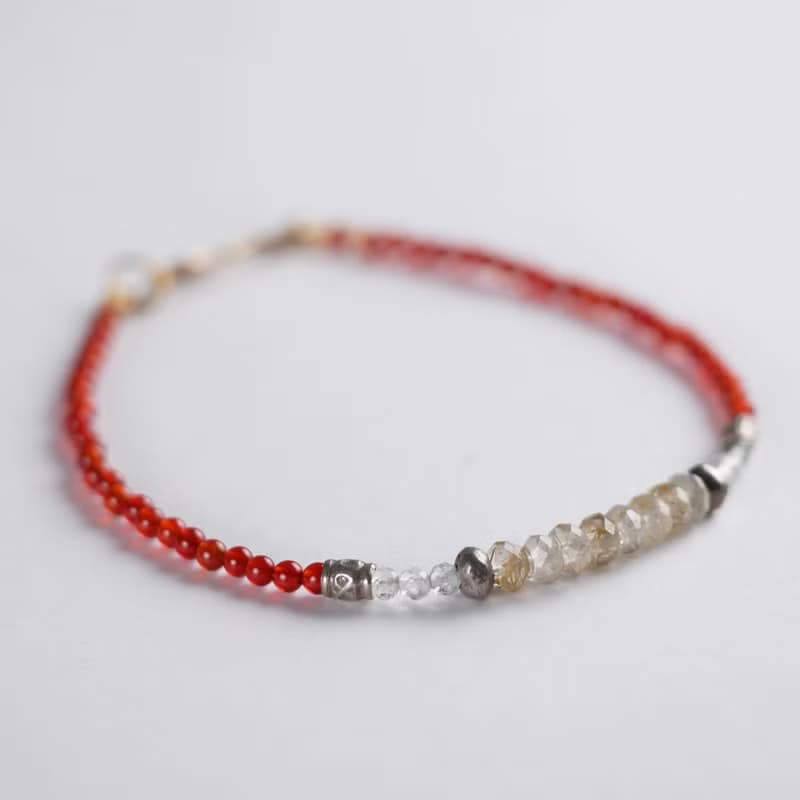 レッドアゲートとルチルクォーツのブレスレット