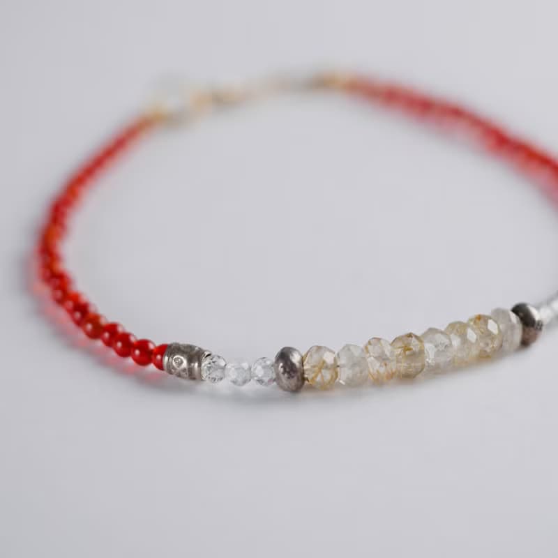 レッドアゲートとルチルクォーツのブレスレット