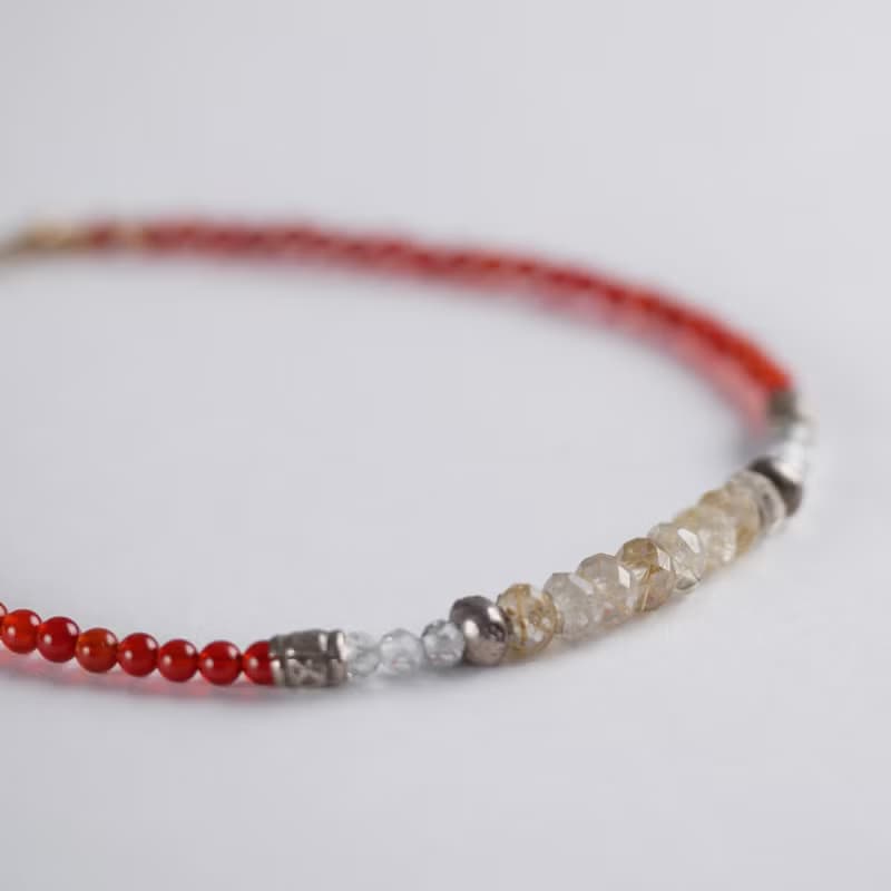 レッドアゲートとルチルクォーツのブレスレット