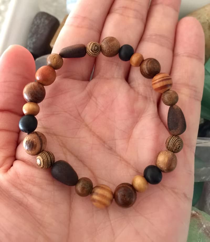 ||雪森|| 森林系中性手環。西伯利亞雪松子/沉香/花梨木 快速出貨