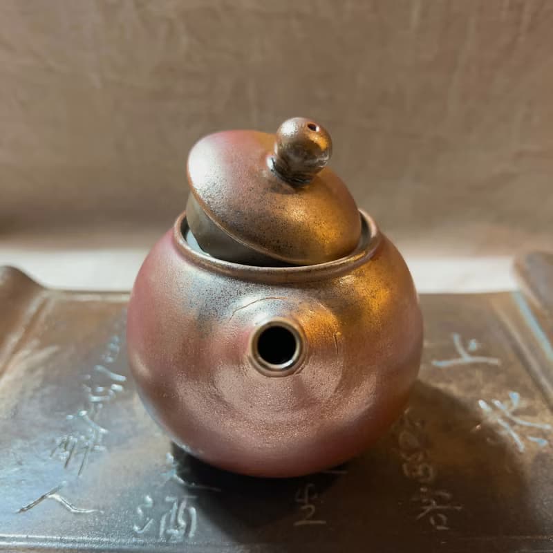 福品釋出 柴燒落灰玫瑰金內蓋正把茶壺  / 小平凡手作