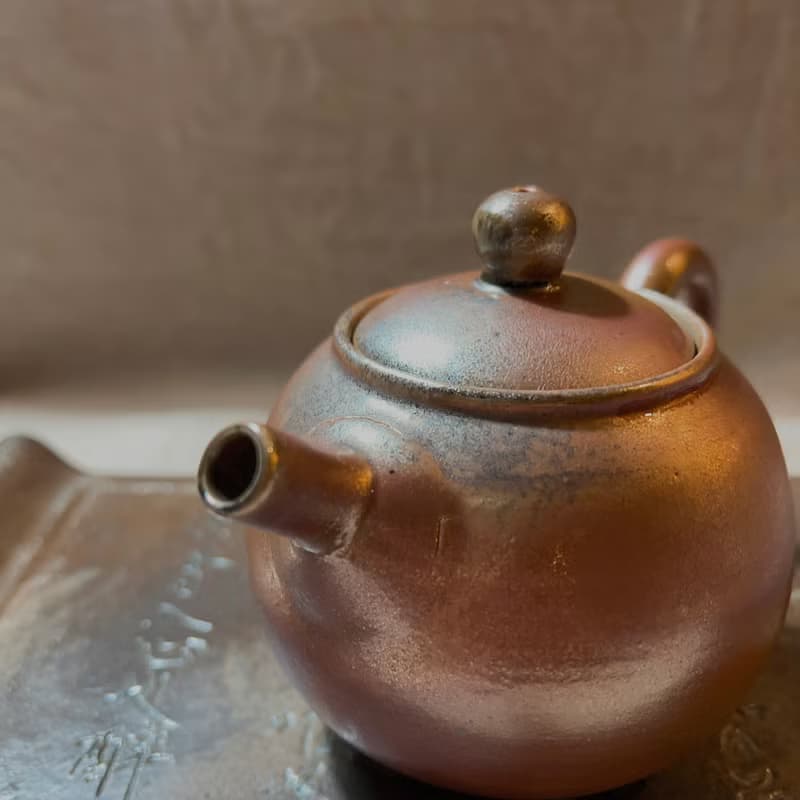 福品釋出 柴燒落灰玫瑰金內蓋正把茶壺  / 小平凡手作