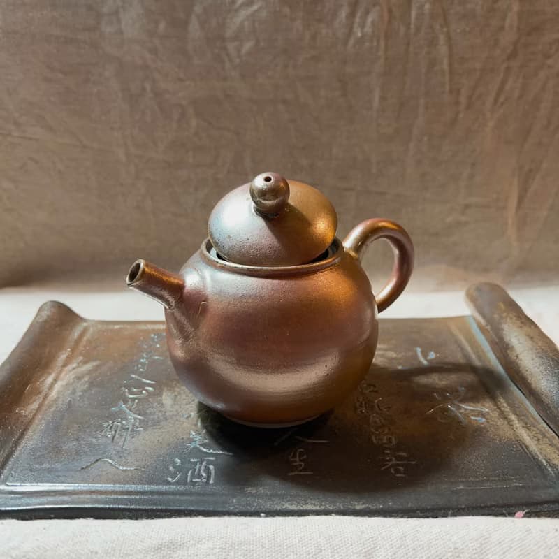 福品釋出 柴燒落灰玫瑰金內蓋正把茶壺  / 小平凡手作