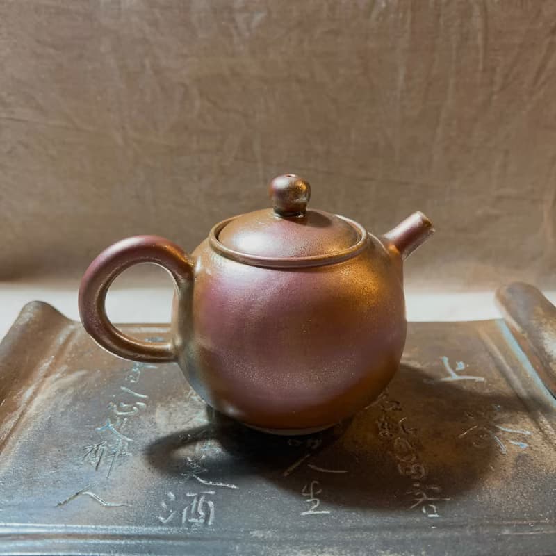 福品釋出 柴燒落灰玫瑰金內蓋正把茶壺  / 小平凡手作
