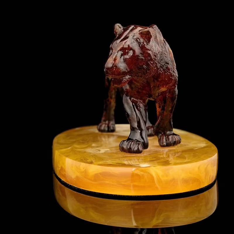Small Amber tiger figurine,Tiger Art,Home Decor,Handmade Amber Souvenir Gift,