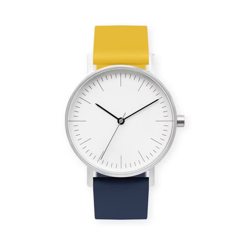 BIJOUONE彼樹灣 B001系列 白色表盤 雙拼彩色硅膠表帶 防水手錶