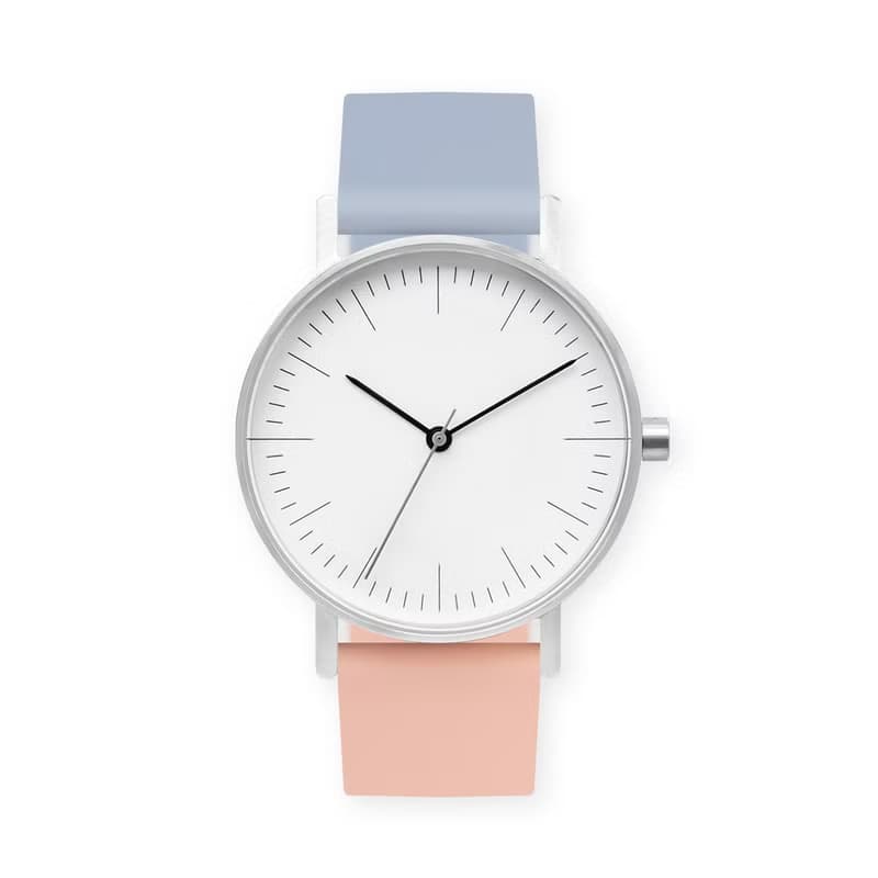 BIJOUONE彼樹灣 B001系列 白色表盤 雙拼彩色硅膠表帶 防水手錶