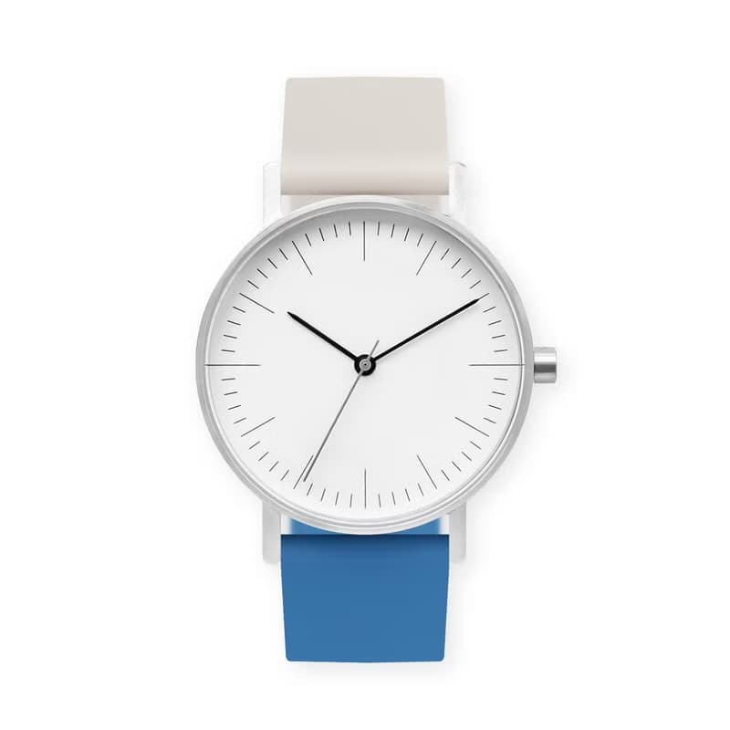 BIJOUONE彼樹灣 B001系列 白色表盤 雙拼彩色硅膠表帶 防水手錶