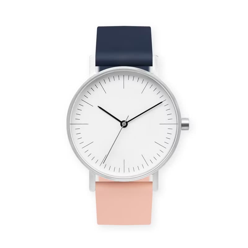 BIJOUONE彼樹灣 B001系列 白色表盤 雙拼彩色硅膠表帶 防水手錶