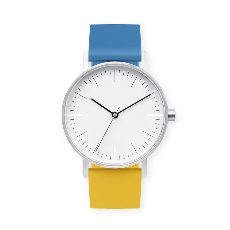 BIJOUONE彼樹灣 B001系列 白色表盤 雙拼彩色硅膠表帶 防水手錶