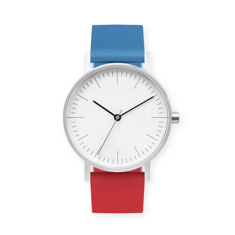 BIJOUONE彼樹灣 B001系列 白色表盤 雙拼彩色硅膠表帶 防水手錶