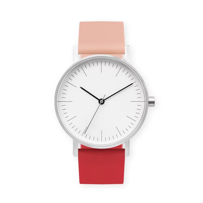 BIJOUONE彼樹灣 B001系列 白色表盤 雙拼彩色硅膠表帶 防水手錶