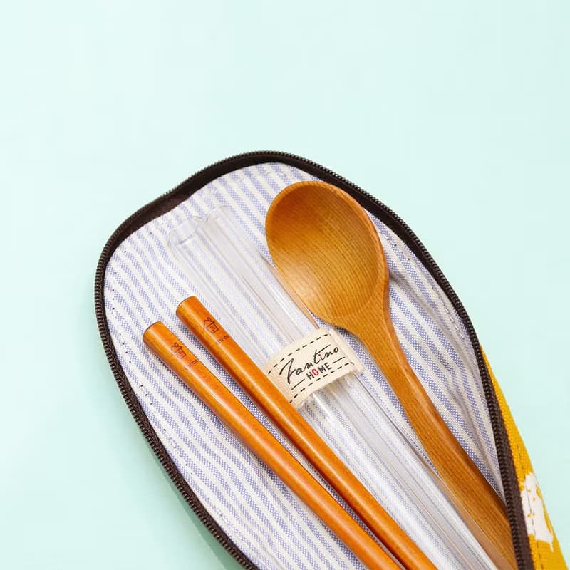 獨創布花 棉麻餐具袋::月球灰:: (叢林躲貓貓)環保餐具/畢業季