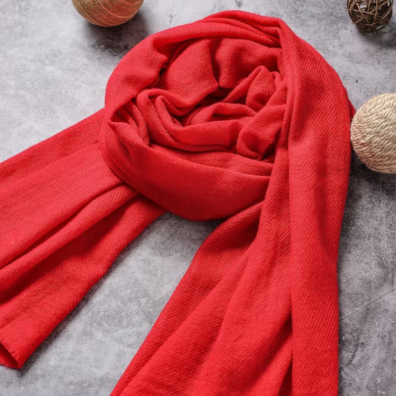 經典喀什米爾羊毛圍巾/披肩  紅色 厚款 輕柔保暖