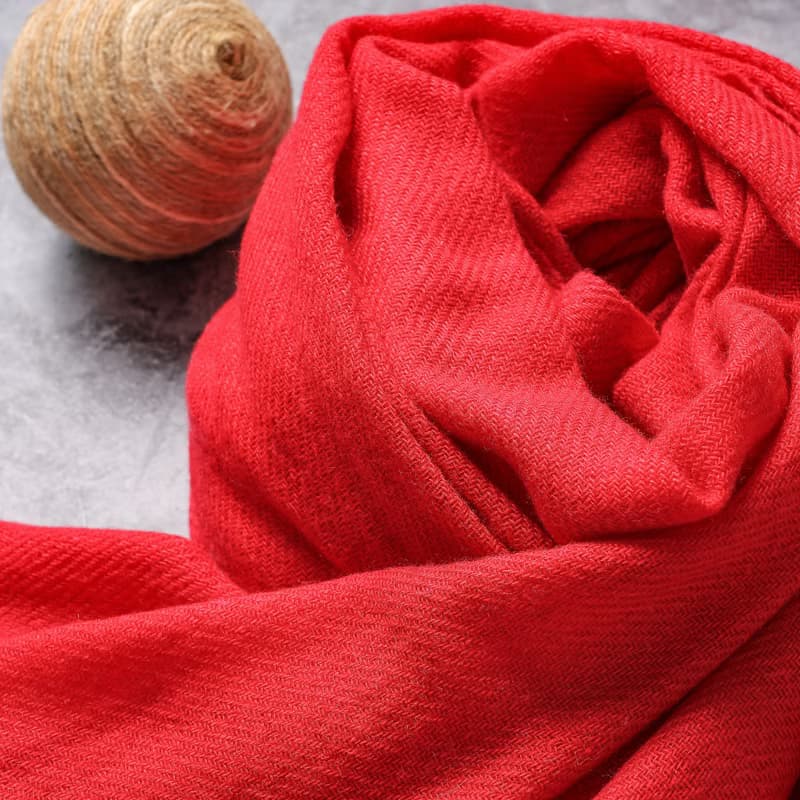 經典喀什米爾羊毛圍巾/披肩  紅色 厚款 輕柔保暖