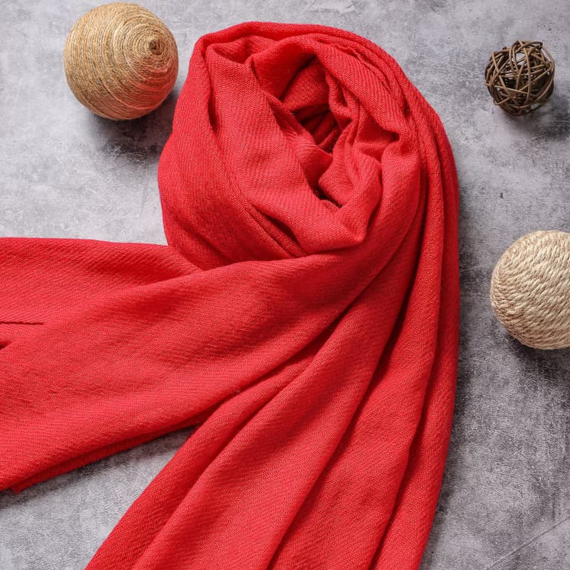 經典喀什米爾羊毛圍巾/披肩  紅色 厚款 輕柔保暖
