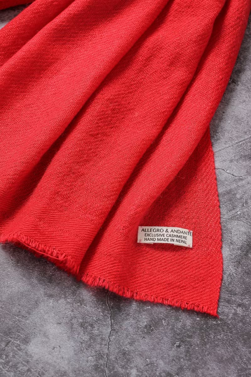經典喀什米爾羊毛圍巾/披肩  紅色 厚款 輕柔保暖