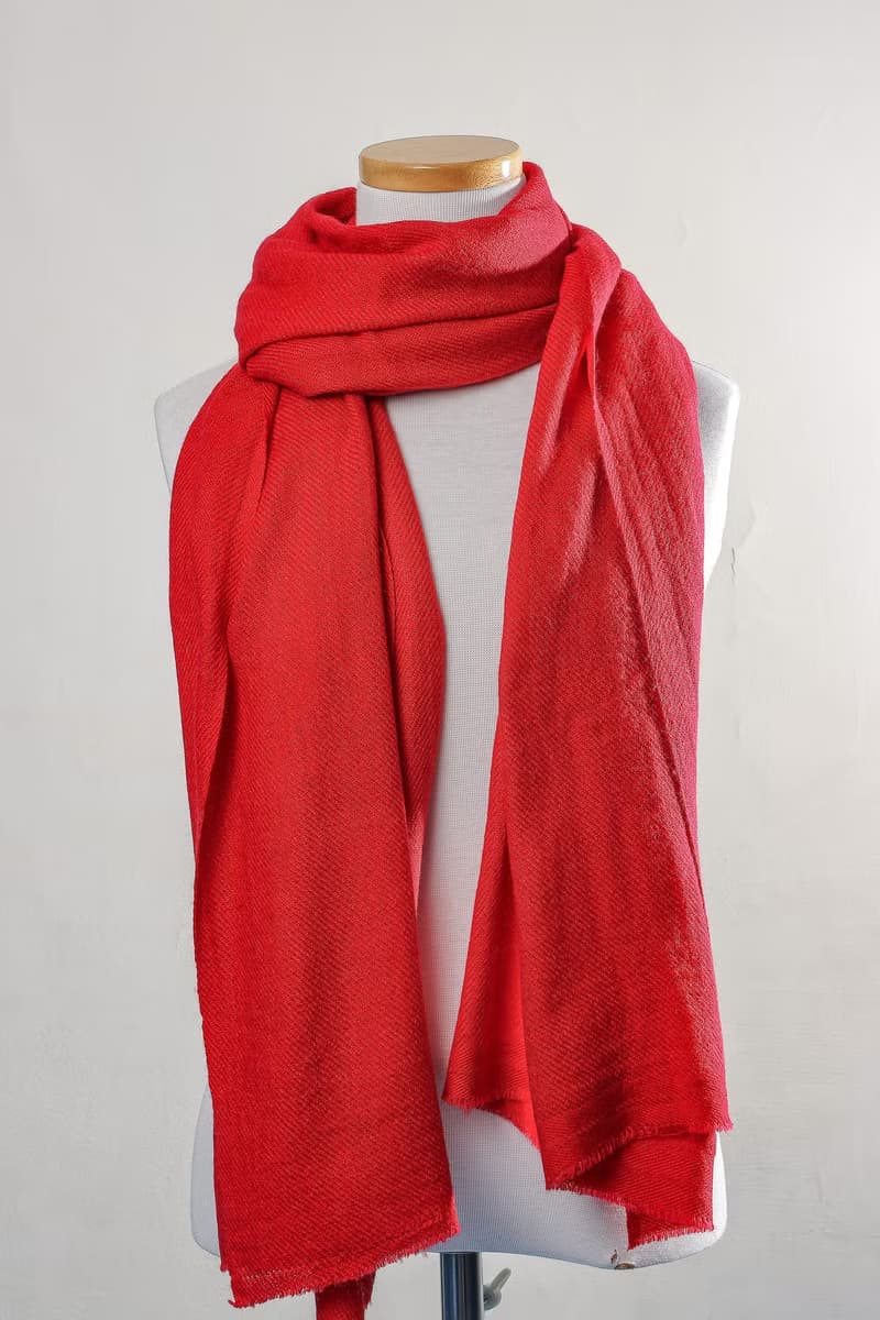 經典喀什米爾羊毛圍巾/披肩  紅色 厚款 輕柔保暖
