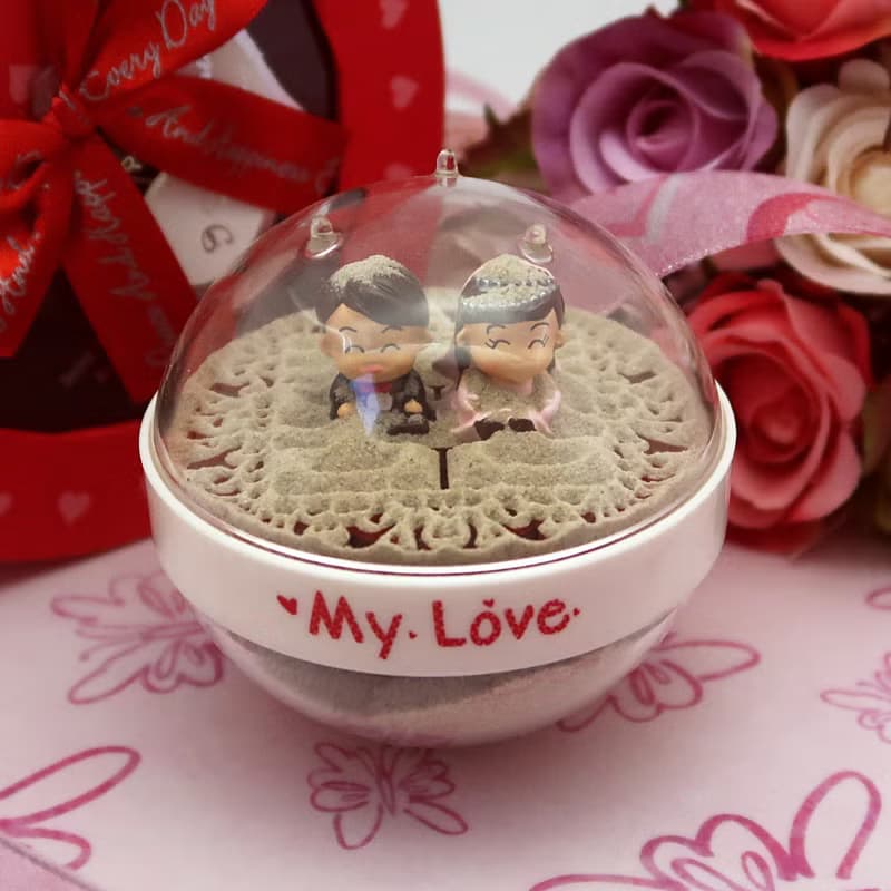 新郎新娘結婚沙漏/結婚伴手禮/情人節紀念禮物/雙喜/雙面-海沙