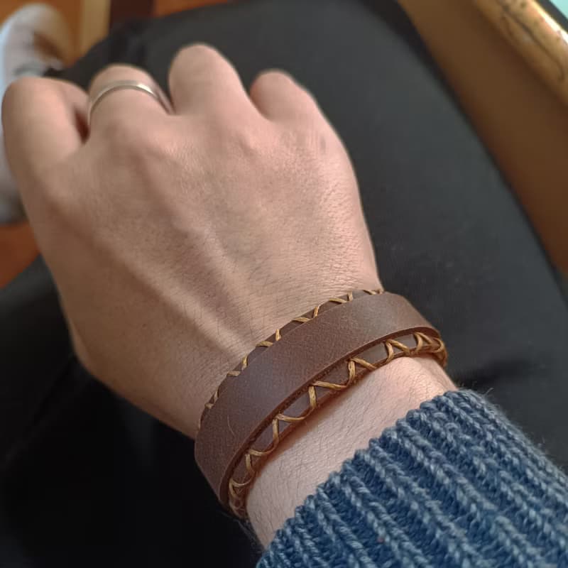 Secret Message Rustic Leather Wristband, Anniversary Gift, Couples Bracelet