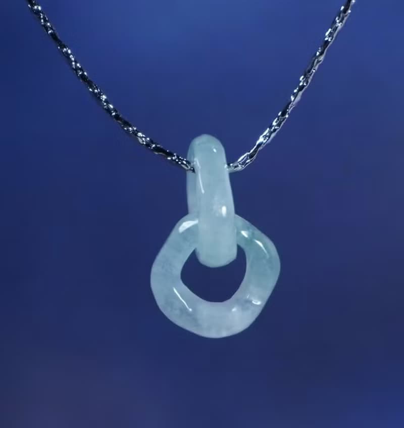 【永恆同心】冰種翡翠環環相扣項鍊 | 天然緬甸玉A貨翡翠 | 送禮