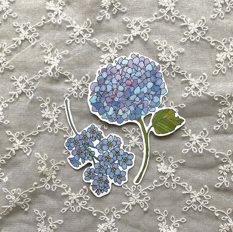 Summer Flower Bouquet Big Removable Set 2 die cut sticker (dami) vintage gift