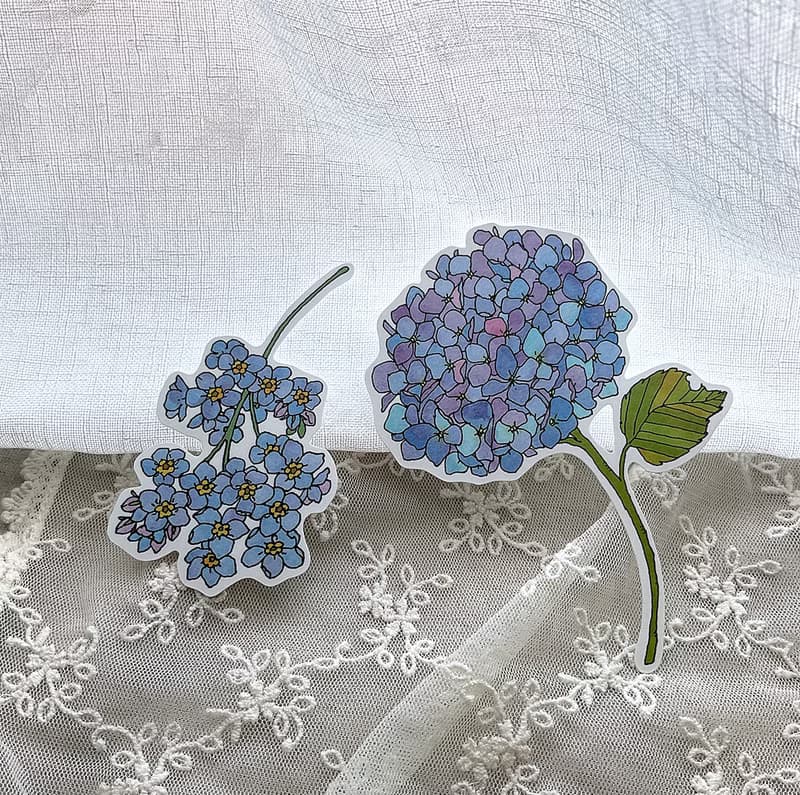 Summer Flower Bouquet Big Removable Set 2 die cut sticker (dami) vintage gift
